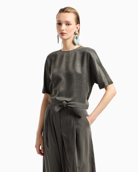 A|x Armani Exchange Cupro And Viscose Crew-neck Blouse