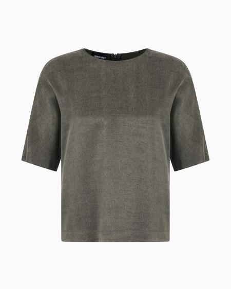 a|x armani exchange Cupro and viscose crew-neck blouse