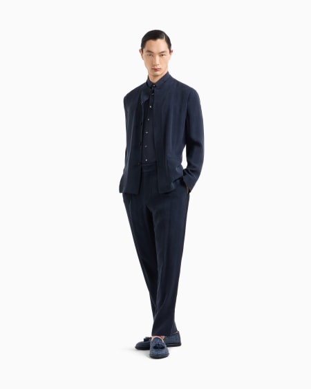 A|x Armani Exchange Cupro And Viscose Jacquard One-dart Trousers