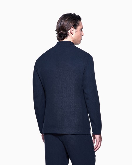 A|x Armani Exchange Cupro And Viscose Single-breasted Jacket With A Micro Chevron Motif