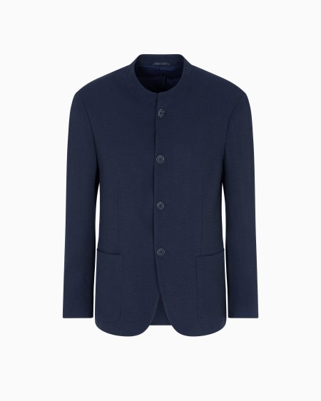 a|x armani exchange Cupro and viscose single-breasted jacket with a micro chevron motif