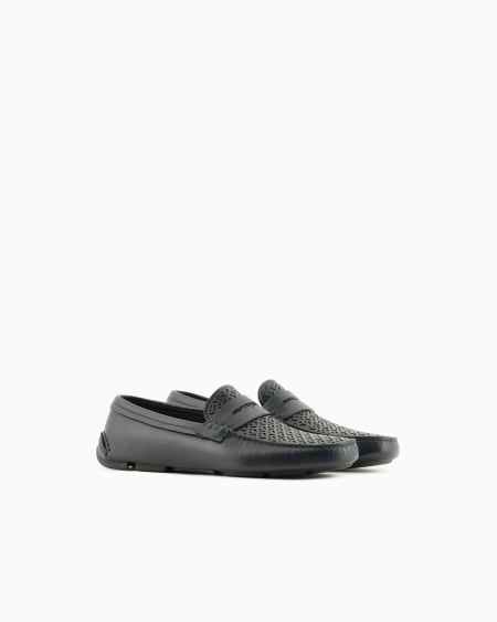 A|x Armani Exchange Deerskin And Nappa-leather Loafers