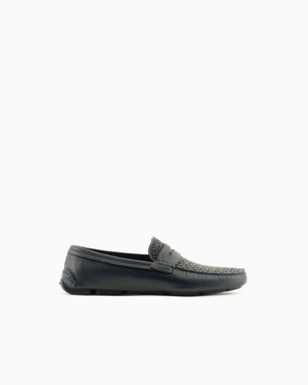 a|x armani exchange Deerskin and nappa-leather loafers