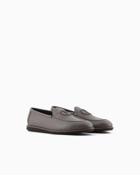 A|x Armani Exchange Deerskin Loafers With Embroidered Logo