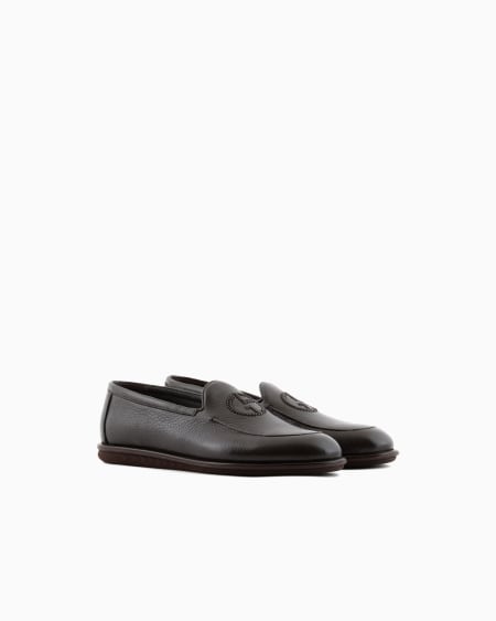 A|x Armani Exchange Deerskin Loafers With Embroidered Logo