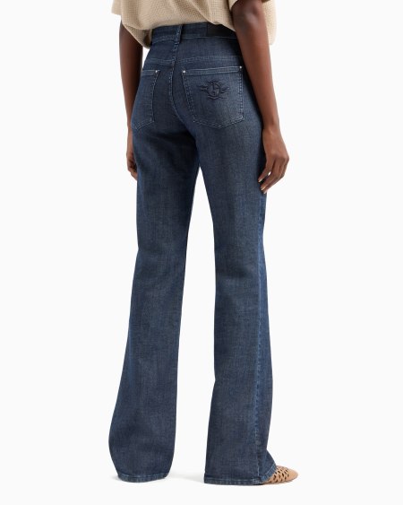 A|x Armani Exchange Denim Collection Five-pocket Flared Trousers In Stretch Denim