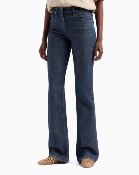 A|x Armani Exchange Denim Collection Five-pocket Flared Trousers In Stretch Denim