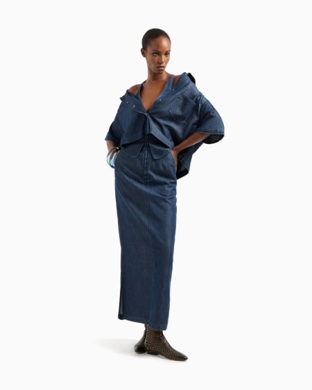 A|x Armani Exchange Denim Collection Lyocell Long Dress