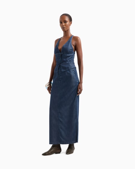 A|x Armani Exchange Denim Collection Lyocell Long Dress
