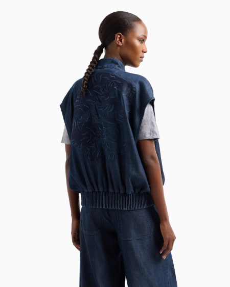 A|x Armani Exchange Denim Collection Lyocell Sleeveless Blouson