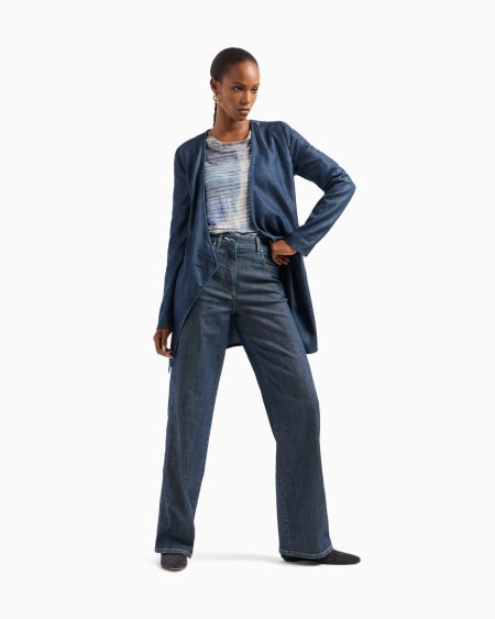 A|x Armani Exchange Denim Collection Printed Linen Jersey T-shirt