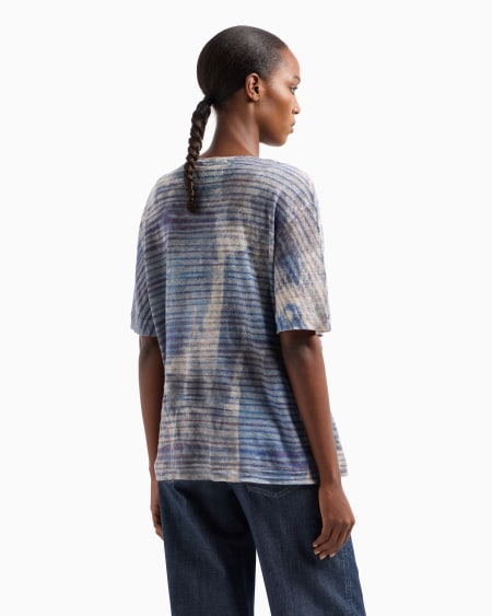 A|x Armani Exchange Denim Collection Printed Linen Jersey T-shirt