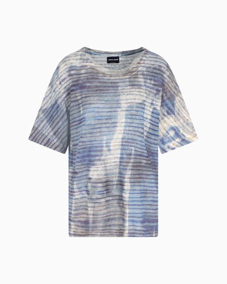 a|x armani exchange Denim Collection printed linen jersey T-shirt