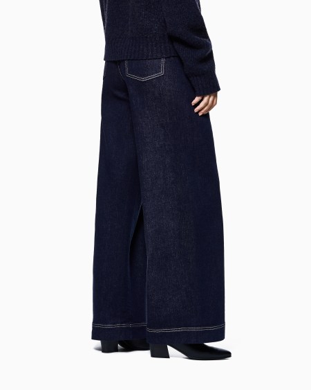 A|x Armani Exchange Denim Collection Wide Five-pocket Trousers In Stretch Denim