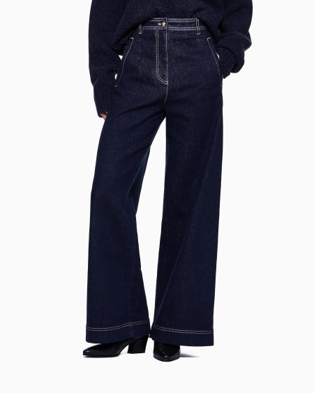 A|x Armani Exchange Denim Collection Wide Five-pocket Trousers In Stretch Denim