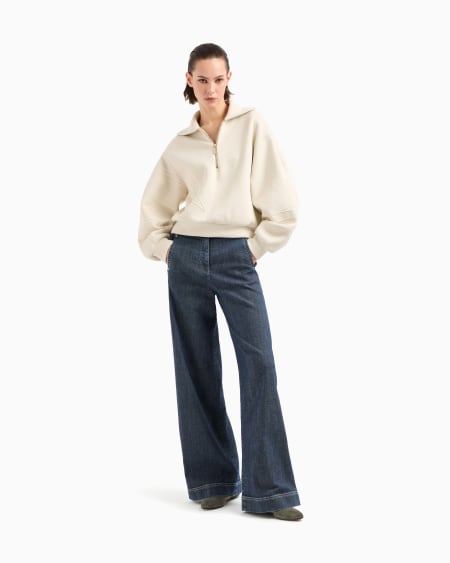 A|x Armani Exchange Denim Collection Wide-leg Trousers In Stretch Cotton Denim