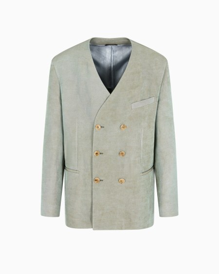 a|x armani exchange Double-breasted jacket in iridescent linen twill
