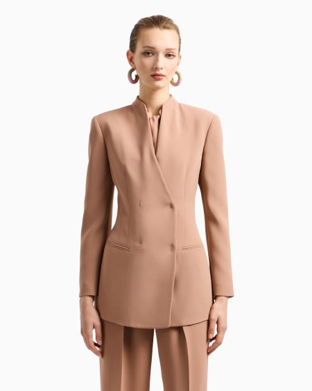 A|x Armani Exchange Double-breasted Jacket In Silk Cady