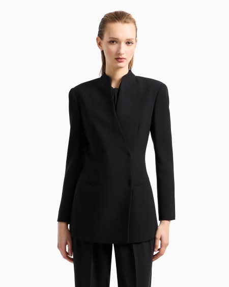 A|x Armani Exchange Double-breasted Jacket In Silk Cady