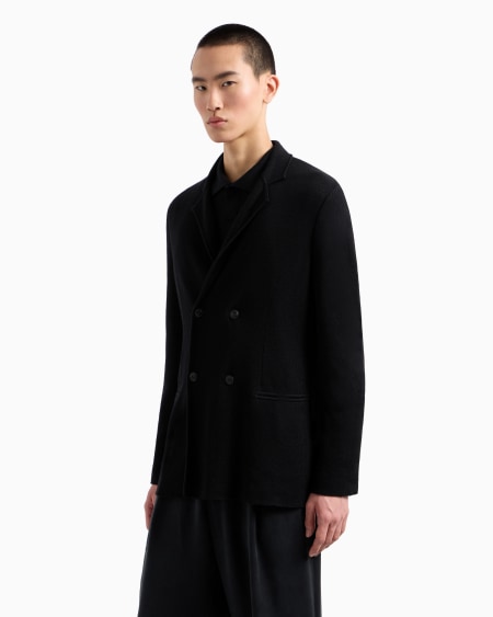 A|x Armani Exchange Double-breasted Jacket In Virgin Wool And Cashmere