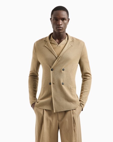A|x Armani Exchange Double-breasted Jacket In Virgin Wool And Cashmere