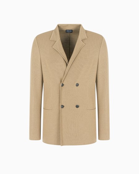 A|x Armani Exchange Double-breasted Jacket In Virgin Wool And Cashmere