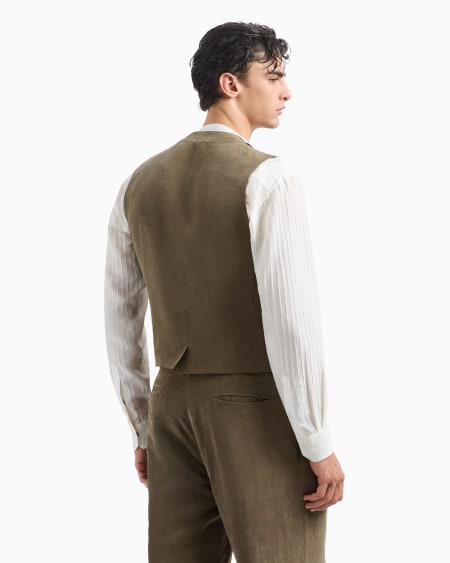 A|x Armani Exchange Double-breasted Linen And Lyocell Waistcoat