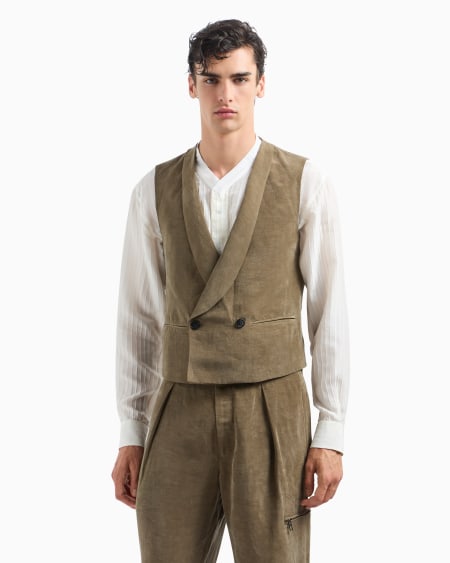 A|x Armani Exchange Double-breasted Linen And Lyocell Waistcoat