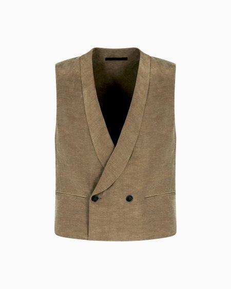a|x armani exchange Double-breasted linen and Lyocell waistcoat