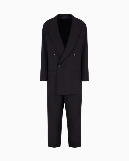 a|x armani exchange Double-breasted suit in virgin wool crêpe
