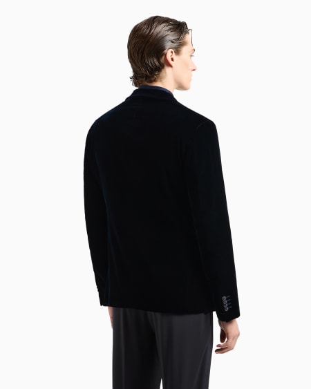 A|x Armani Exchange Double-breasted Upton Jacket In Stretch Plain Velvet
