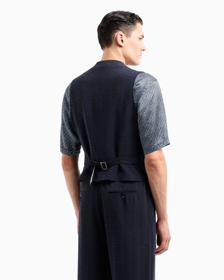 A|x Armani Exchange Double-breasted Waistcoat In Virgin Wool And Silk