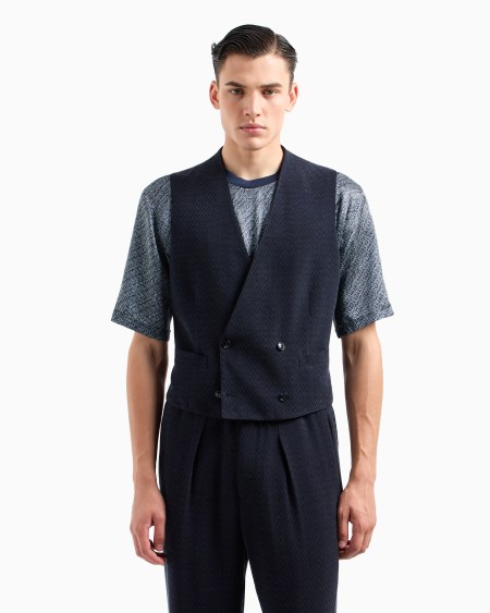 A|x Armani Exchange Double-breasted Waistcoat In Virgin Wool And Silk