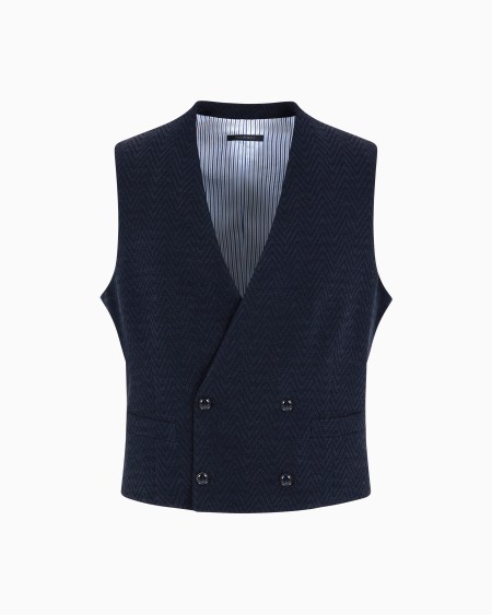 A|x Armani Exchange Double-breasted Waistcoat In Virgin Wool And Silk