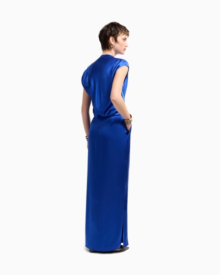 A|x Armani Exchange Double-faced Silk-satin Long Dress