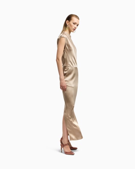 A|x Armani Exchange Double-faced Silk-satin Long Dress
