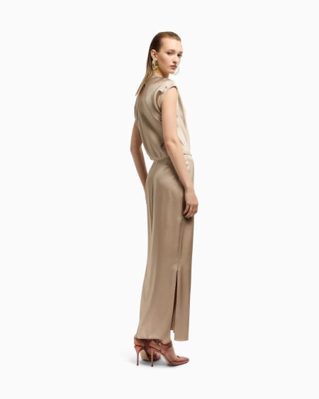 A|x Armani Exchange Double-faced Silk-satin Long Dress