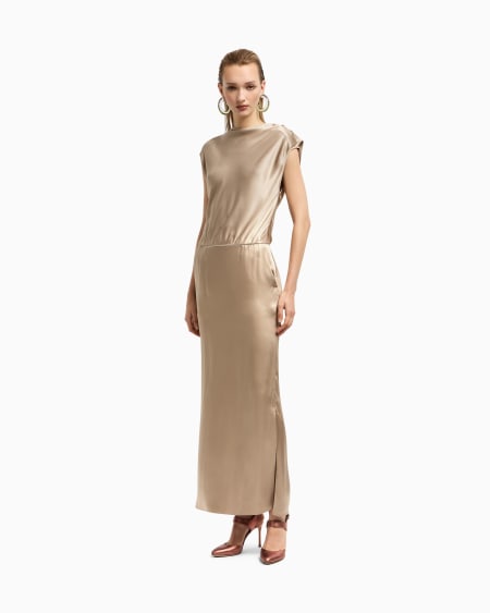 A|x Armani Exchange Double-faced Silk-satin Long Dress