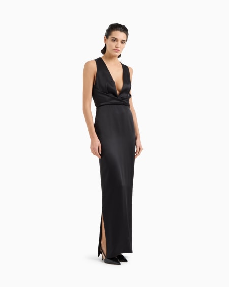 A|x Armani Exchange Double-faced Silk-satin Long Dress