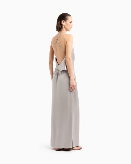 A|x Armani Exchange Double-faced Silk-satin Long Dress