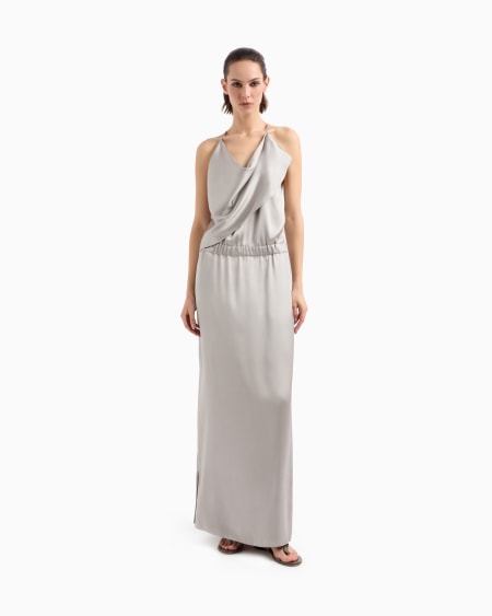 A|x Armani Exchange Double-faced Silk-satin Long Dress