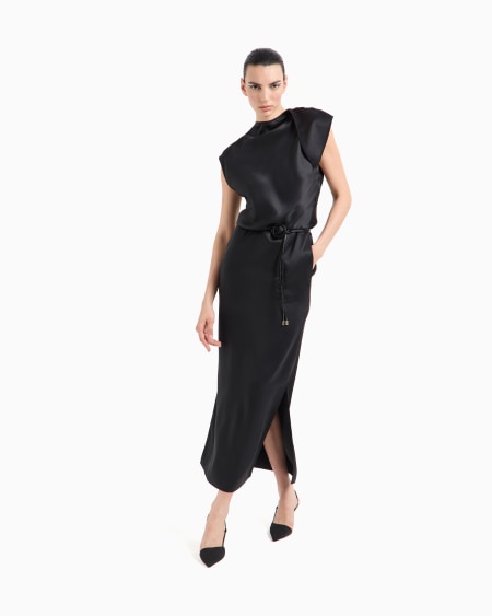 A|x Armani Exchange Double-faced Silk-satin Long Dress