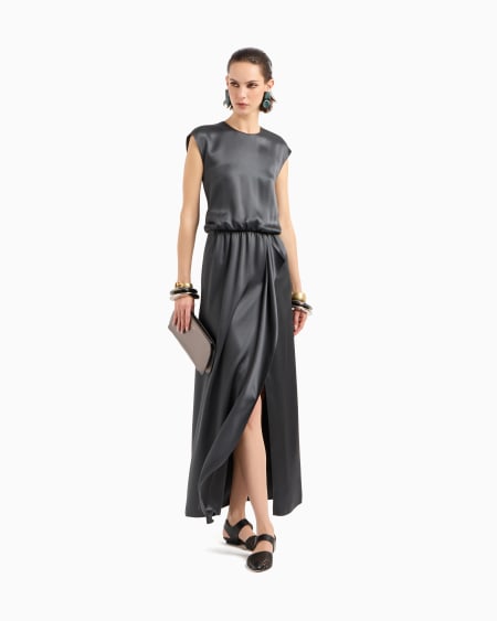 A|x Armani Exchange Double-faced Silk-satin Long Dress
