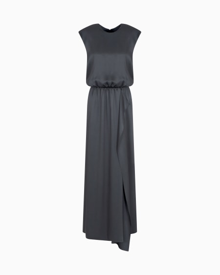 a|x armani exchange Double-faced silk-satin long dress