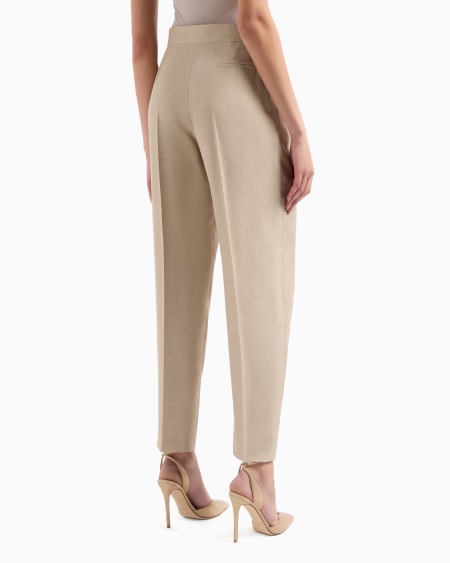 A|x Armani Exchange Double-pleat Silk-shantung Trousers