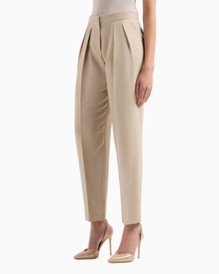A|x Armani Exchange Double-pleat Silk-shantung Trousers