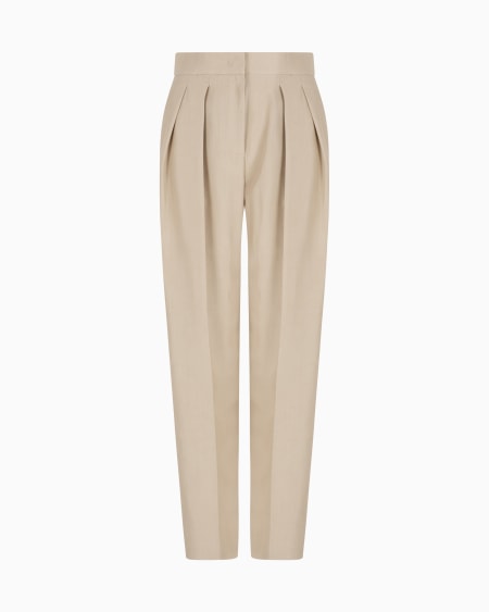 a|x armani exchange Double-pleat silk-shantung trousers