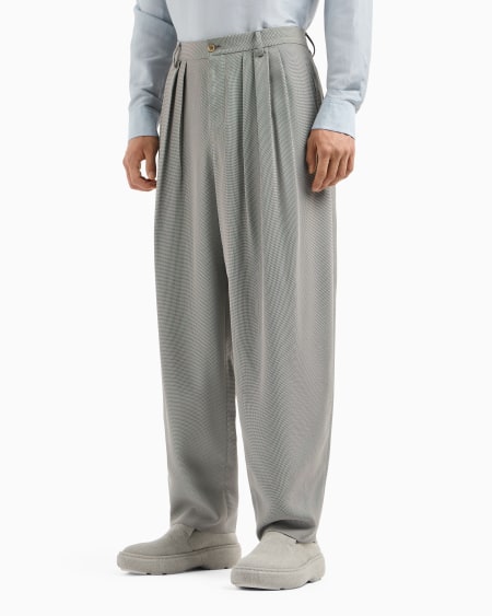 A|x Armani Exchange Double-pleat Trousers In A Micro-textured Viscose Blend