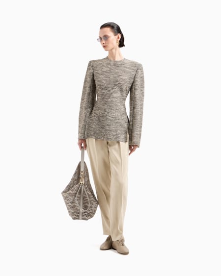 A|x Armani Exchange Double-pleat Trousers In Canneté Cotton And Viscose