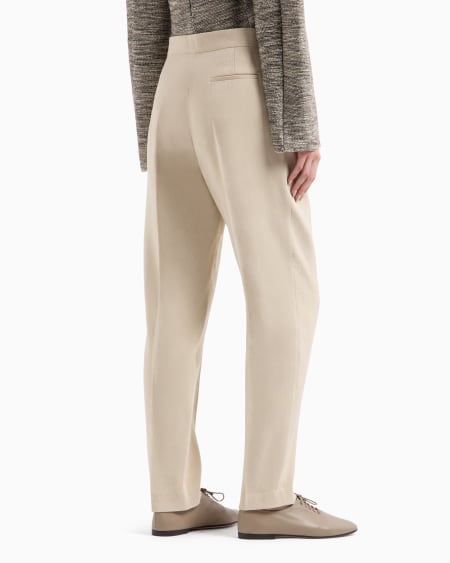 A|x Armani Exchange Double-pleat Trousers In Canneté Cotton And Viscose